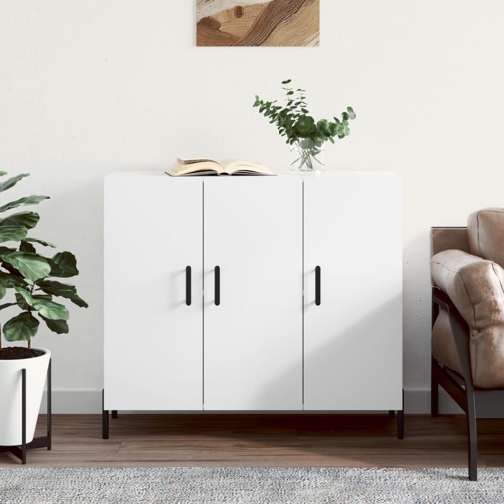 HKH Aparador Moderno de madera, metal 90 X 34 X 80 Cm - Blanco
