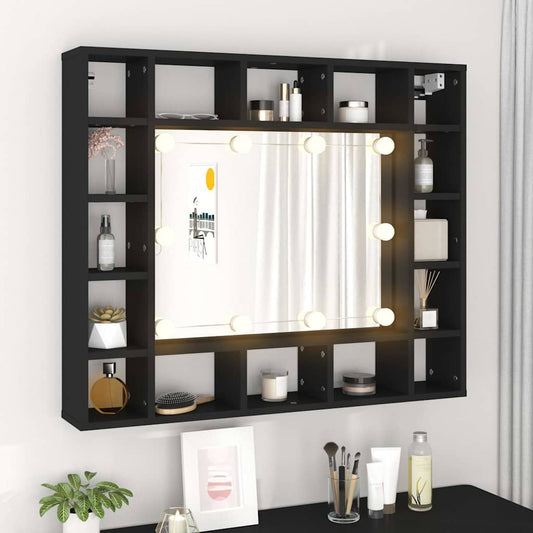 HKH Armário Espelhado com Luzes LED - 91x15x76,5 Cm - Preto