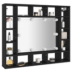 HKH Armario con Espejo y Luces LED - 91x15x76,5 cm - Negro