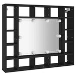 HKH Armario con Espejo y Luces LED - 91x15x76,5 cm - Negro
