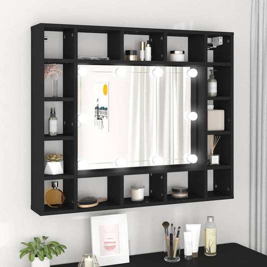 HKH Armário Espelhado com Luzes LED - 91x15x76,5 Cm - Preto