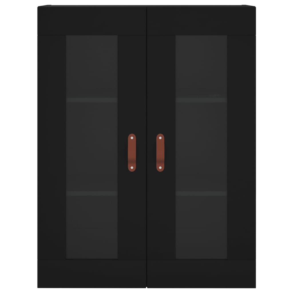 HKH Armário de Parede Alto em derivados de Madeira, Vidro 69,5 X 34 X 90 Cm - Preto