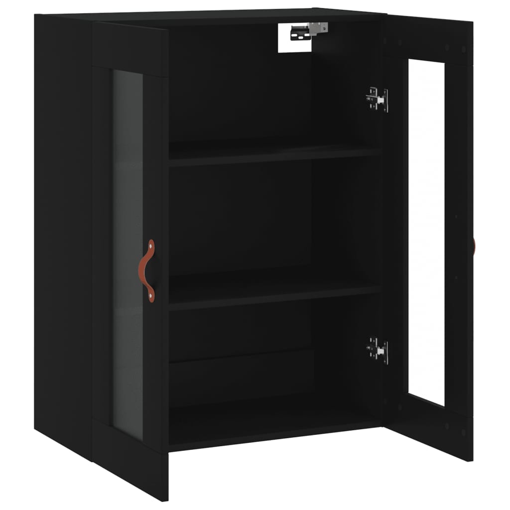 HKH Armário de Parede Alto em derivados de Madeira, Vidro 69,5 X 34 X 90 Cm - Preto