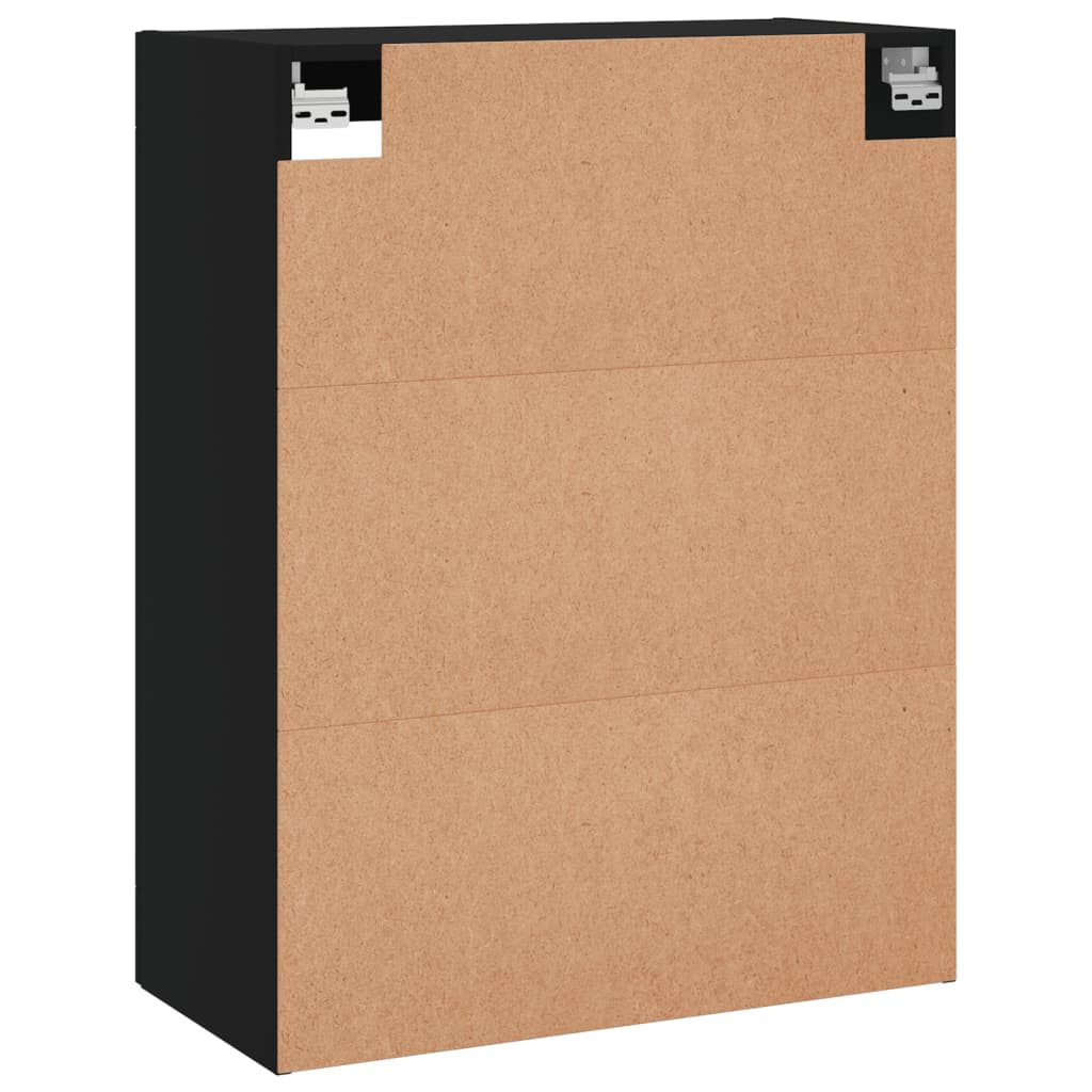 HKH Armário de Parede Alto em derivados de Madeira, Vidro 69,5 X 34 X 90 Cm - Preto