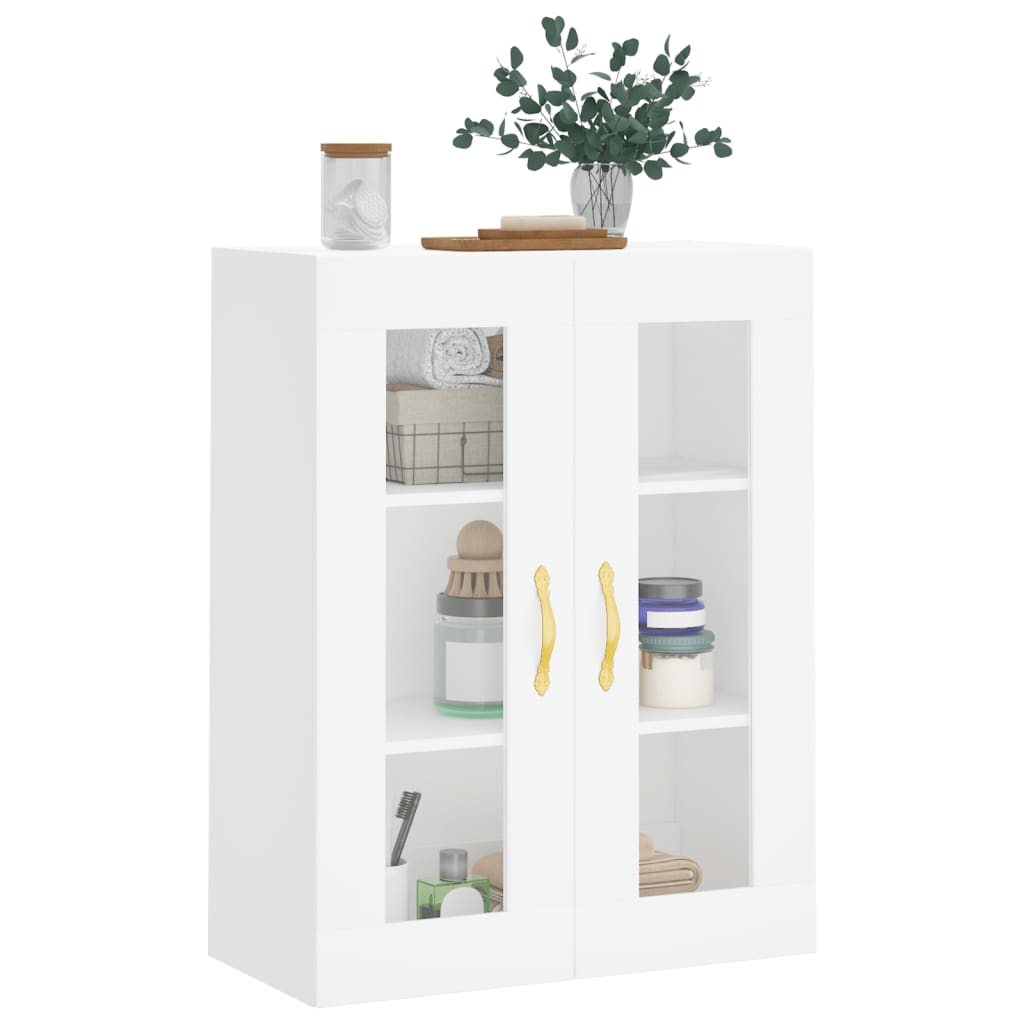 HKH Armario alto de pared en derivados de madera, cristal 69,5 X 34 X 90 Cm - Blanco