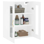 HKH Armario alto de pared en derivados de madera, cristal 69,5 X 34 X 90 Cm - Blanco