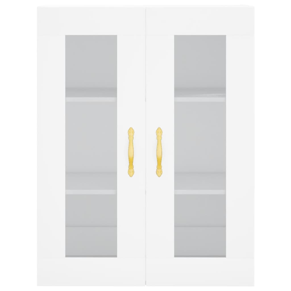 HKH Armario alto de pared en derivados de madera, cristal 69,5 X 34 X 90 Cm - Blanco