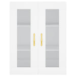 HKH Armario alto de pared en derivados de madera, cristal 69,5 X 34 X 90 Cm - Blanco