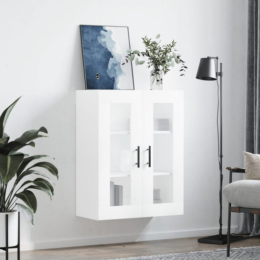 HKH Armário de Parede Alto em derivados de Madeira, Vidro 69,5 X 34 X 90 Cm - Branco