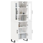 HKH Armario Alto de Madera Procesada, Metal, Cristal 69,5 X 34 X 180 Cm - Blanco