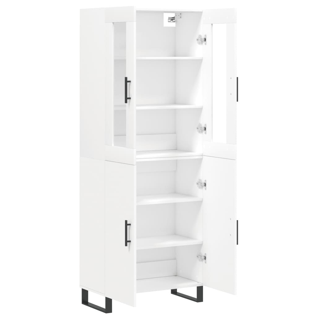 HKH Armario Alto de Madera Procesada, Metal, Cristal 69,5 X 34 X 180 Cm - Blanco