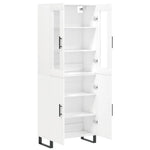 HKH Armario Alto de Madera Procesada, Metal, Cristal 69,5 X 34 X 180 Cm - Blanco