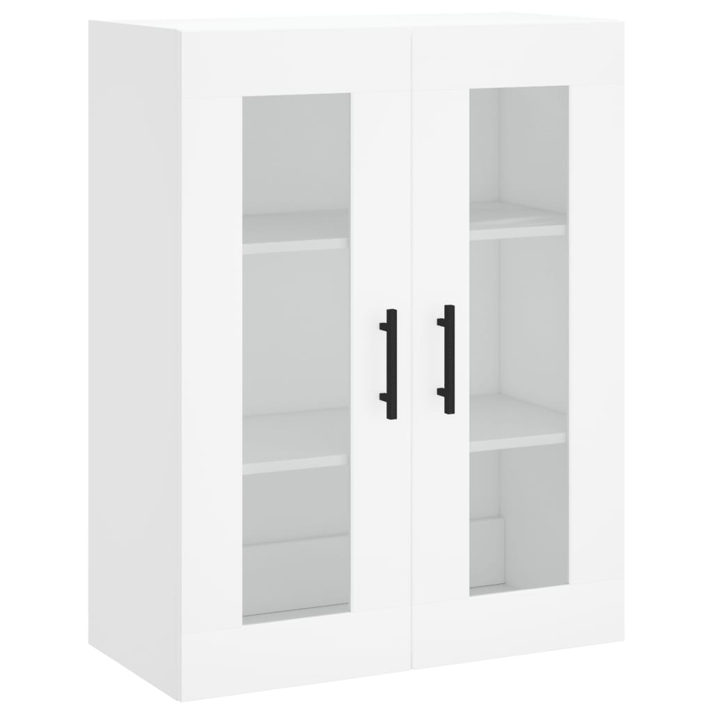 HKH Armario Alto de Madera Procesada, Metal, Cristal 69,5 X 34 X 180 Cm - Blanco