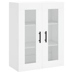 HKH Armario Alto de Madera Procesada, Metal, Cristal 69,5 X 34 X 180 Cm - Blanco