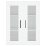 HKH Armario Alto de Madera Procesada, Metal, Cristal 69,5 X 34 X 180 Cm - Blanco