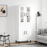 HKH Armario Alto de Madera Procesada, Metal, Cristal 69,5 X 34 X 180 Cm - Blanco