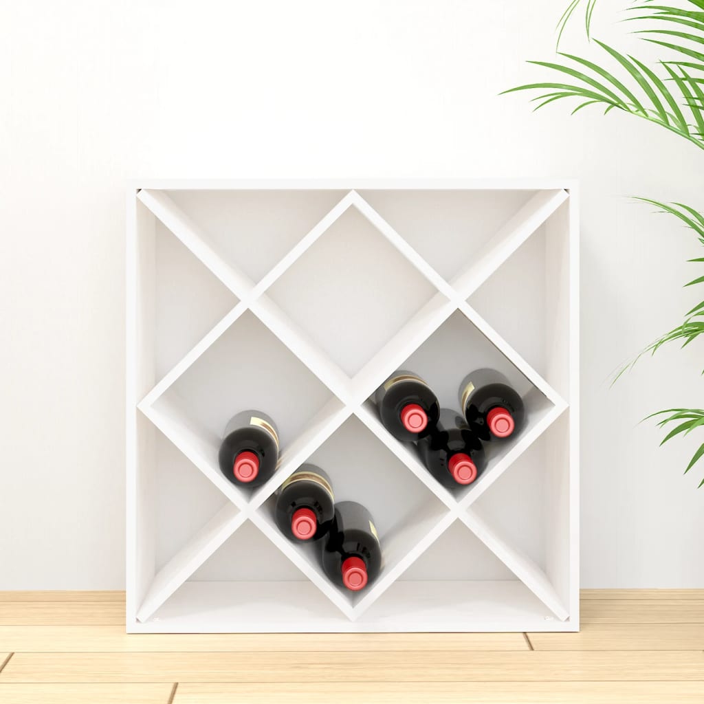 HKH Botellero de madera maciza de pino - 62x25x62 cm - Blanco