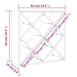HKH Botellero de madera maciza de pino - 62x25x62 cm - Blanco