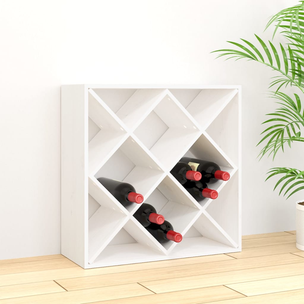 HKH Botellero de madera maciza de pino - 62x25x62 cm - Blanco