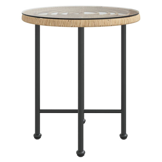 HKH Mesa de Jantar Ã˜50 Cm Â Vidro Temperado e Aço - Marrom