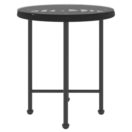 HKH Mesa de Jantar Ø50 Cm  Vidro Temperado e Aço - Preto