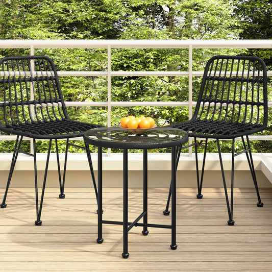 HKH Mesa de Jantar Ã˜50 Cm Â Vidro Temperado e Aço - Preto