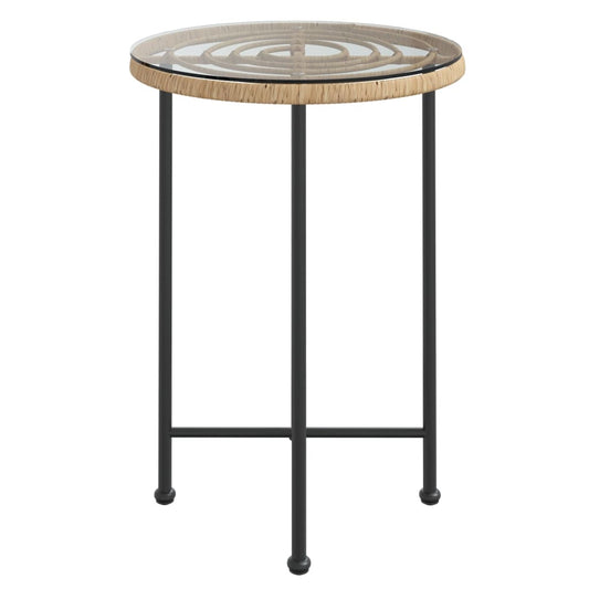 HKH Mesa de Jantar Ø55 Cm  Vidro Temperado e Aço - Marrom