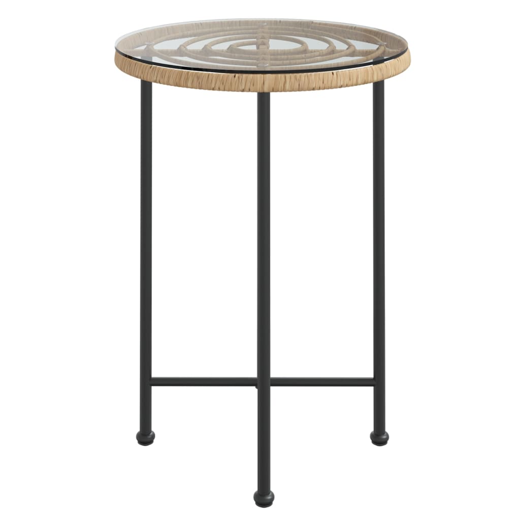 HKH Mesa de Jantar Ã˜55 Cm Â Vidro Temperado e Aço - Marrom