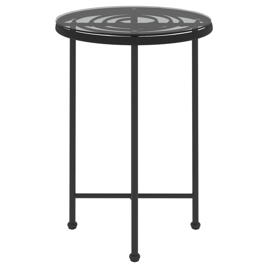 HKH Mesa de Jantar Ã˜55 Cm Â Vidro Temperado e Aço - Preto