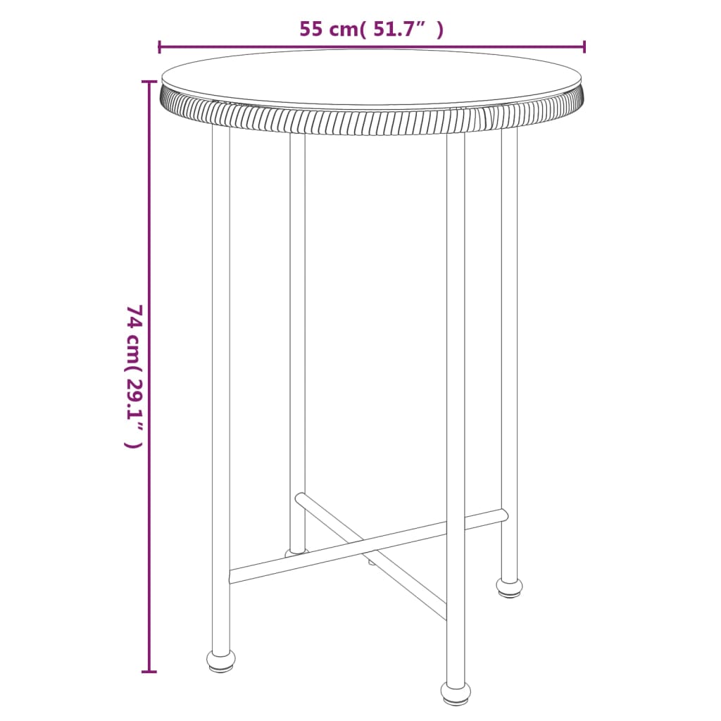 HKH Mesa de Jantar Ã˜55 Cm Â Vidro Temperado e Aço - Preto