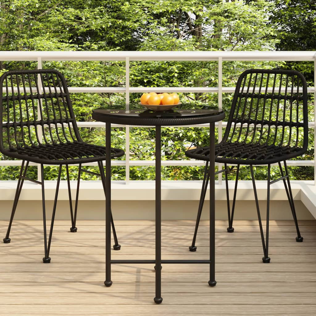 HKH Mesa de Jantar Ã˜55 Cm Â Vidro Temperado e Aço - Preto