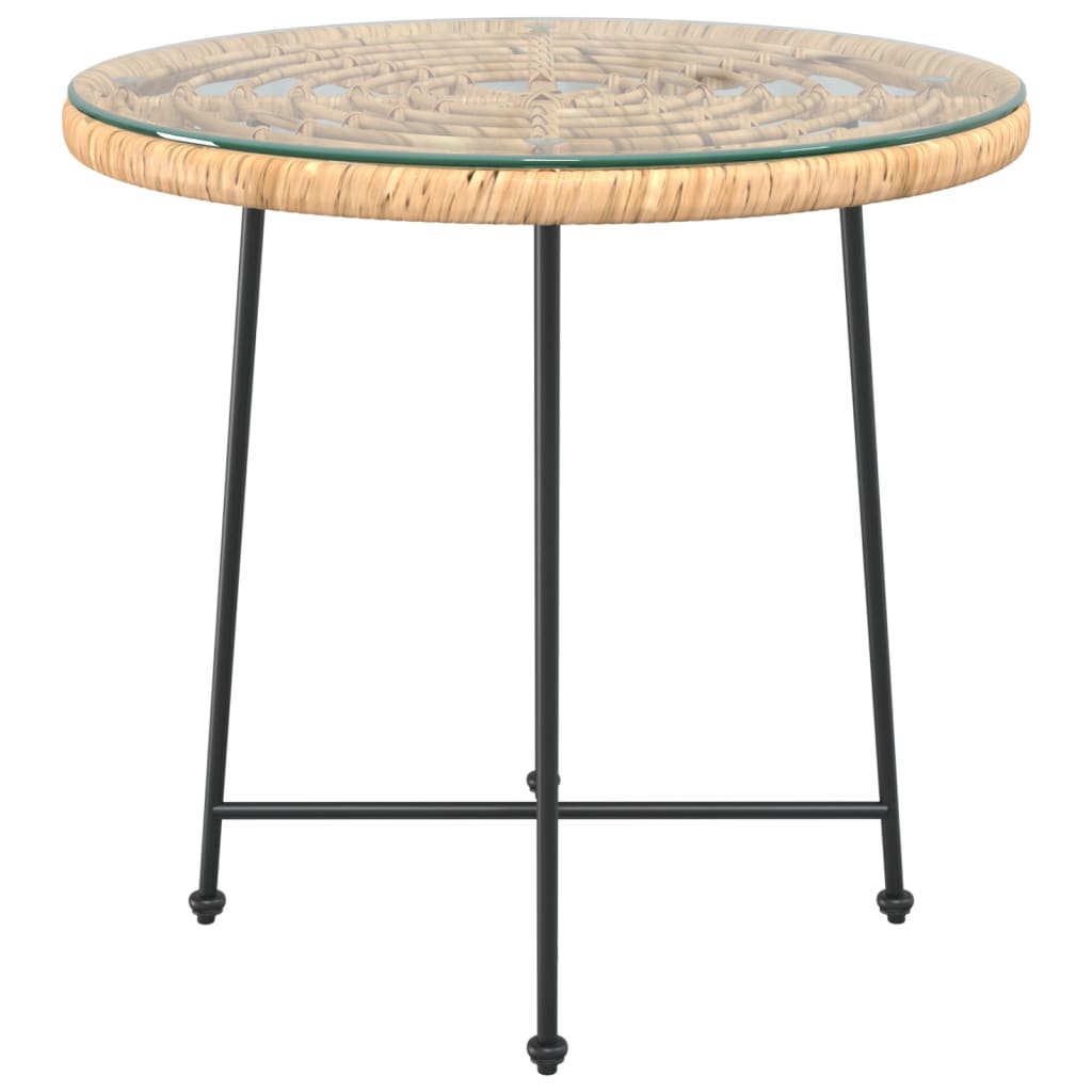 HKH Mesa de Jantar Ã˜80 Cmâ Vidro Temperado e Aço - Marrom