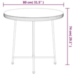 HKH Mesa de Jantar Ã˜80 Cmâ Vidro Temperado e Aço - Marrom