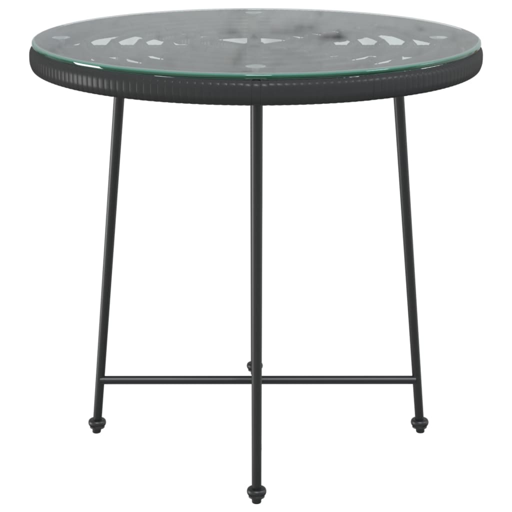 HKH Mesa de Jantar Ã˜80 Cm Â Vidro Temperado e Aço - Preto