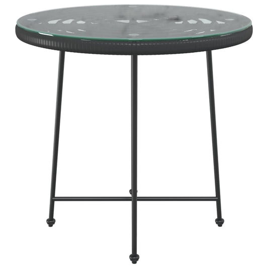 HKH Mesa de Jantar Ã˜80 Cm Â Vidro Temperado e Aço - Preto