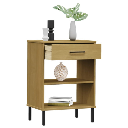 HKH Mueble de Apoyo con Patas de Macizo Oslo de Metal - Marrón