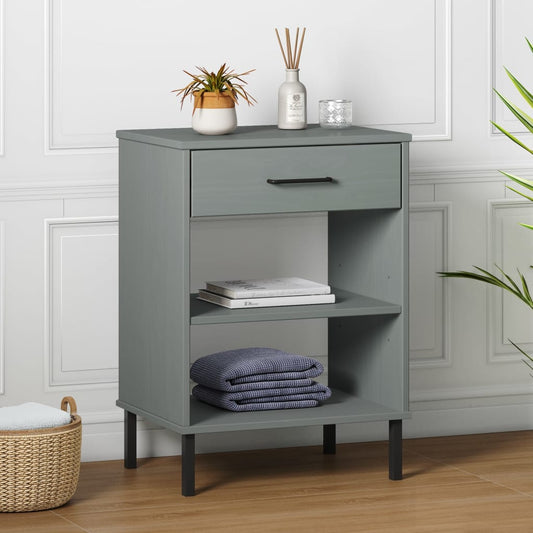 HKH Mueble de apoyo con patas de macizo Oslo en metal - Gris