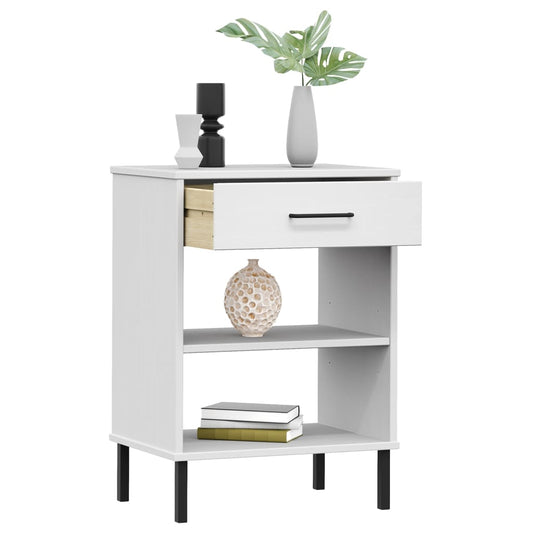 HKH Mueble auxiliar con patas de macizo Oslo en Metal - Blanco