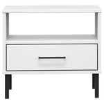 HKH Mesa de Cabeceira com Pernas de Maciço Oslo em Metal - Branco