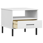 HKH Mesa de Cabeceira com Pernas de Maciço Oslo em Metal - Branco