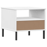 HKH Mesa de Cabeceira com Pernas de Maciço Oslo em Metal - Branco