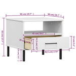 HKH Mesa de Cabeceira com Pernas de Maciço Oslo em Metal - Branco