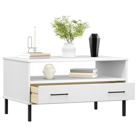 Mesa de Centro HKH Oslo Blanca con Patas de Metal en Madera Maciza
