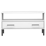 HKH Mesa de Centro com Pernas de Metal Oslo Branco em Madeira Maciça