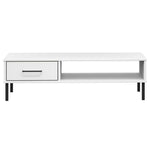 HKH Mesa de Centro com Pernas de Pinho Maciço Oslo Branco em Metal