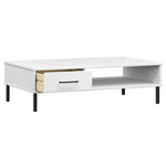 HKH Mesa de Centro com Pernas de Pinho Maciço Oslo Branco em Metal
