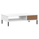 HKH Mesa de Centro com Pernas de Pinho Maciço Oslo Branco em Metal