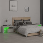 HKH Conjunto de 2 Mesas de Cabeceira com Luz Led - Cinza Cimento