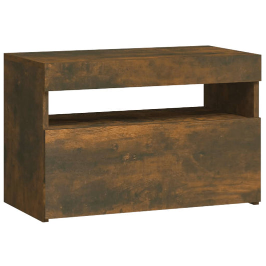 HKH Mesa de Cabeceira com Leds Fumado em Carvalho
