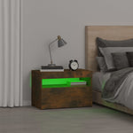 HKH Mesa de Cabeceira com Leds Fumado em Carvalho